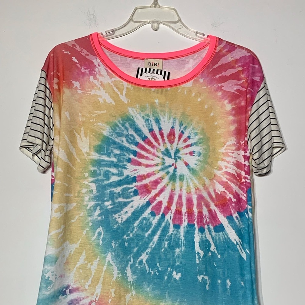 NWT Bibi Tie Dye Striped‎ Sleeve T-shirt